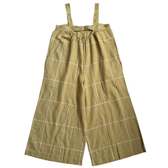 Madewell Plus Windowpane Super Wide Leg Jumpsuit Olive Surplus Size 16 - Picture 7 of 11